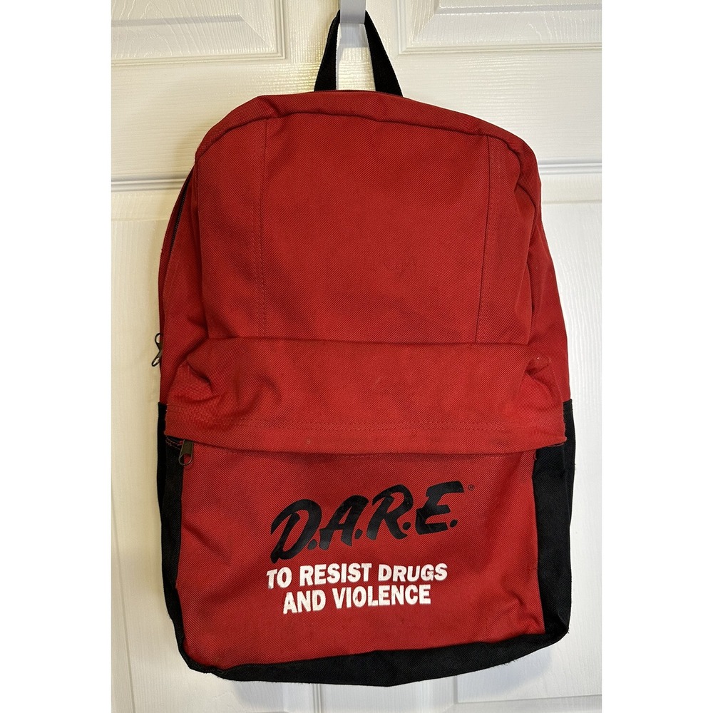 Rare Vintage 90's D.A.R.E To Resist‎ Drugs And Violence Backpack Booksack Red